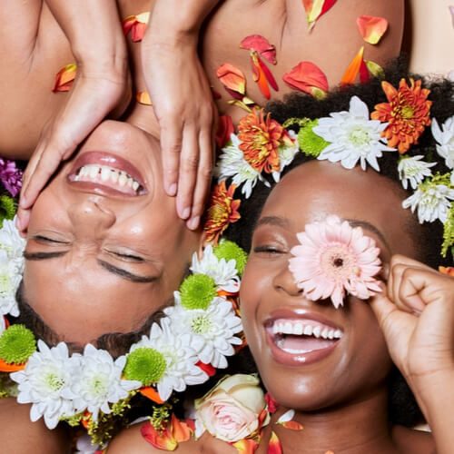 beauty and black women with flowers